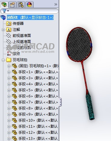 羽毛球拍模型 - solidworks生活用品类模型下载