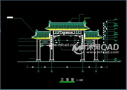 某市蒸汽仿古图纸门楼公园图纸管线图片