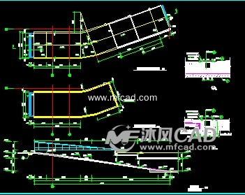 该图纸结构清晰,其中包括:汽车坡道剖视图结构,汽车坡道地下层平面图
