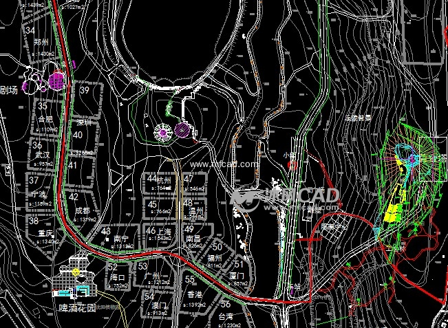沈阳世博园景观平面图 - AutoCAD风景区及度假