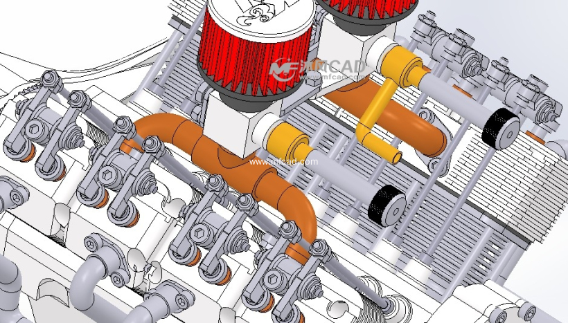 V8航模发动机模型 - solidworks军工用品模型下