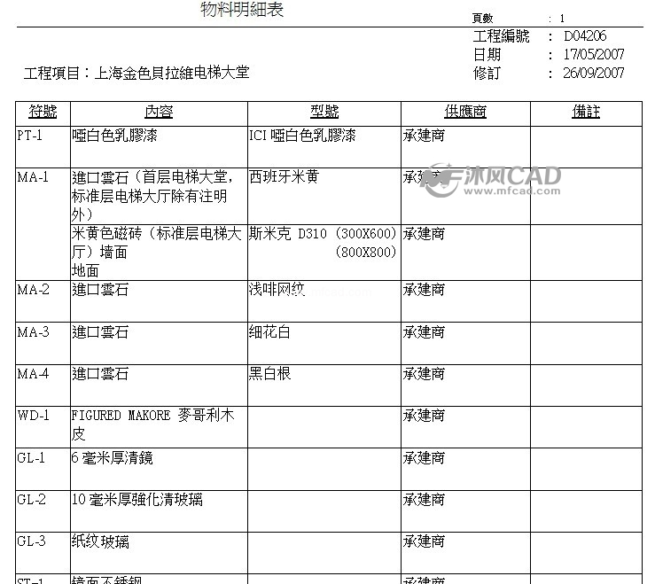 上海金色贝拉维4#楼大堂(全套施工图)