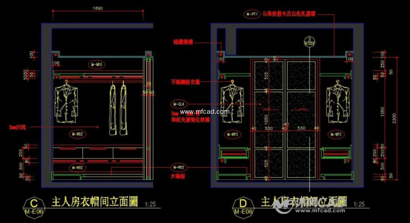 主人房衣帽间立面图