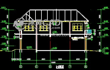 某三曲瓦屋面别墅全套建筑施工图
