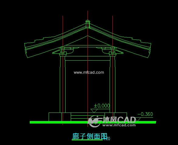 驿廊平立剖面图