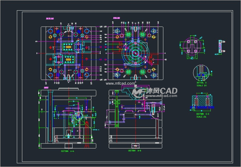 模具公司生产实战模具之三-手机模具(1)2d-3d图档