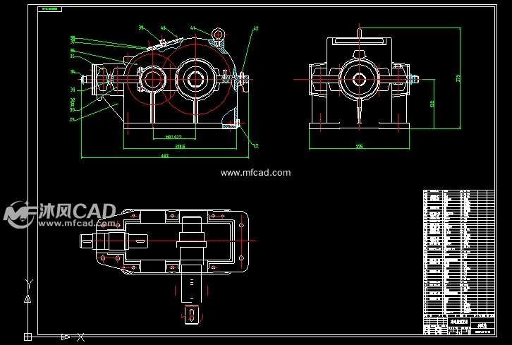 带式二级圆锥圆柱齿轮减速器设计 - AutoCAD减