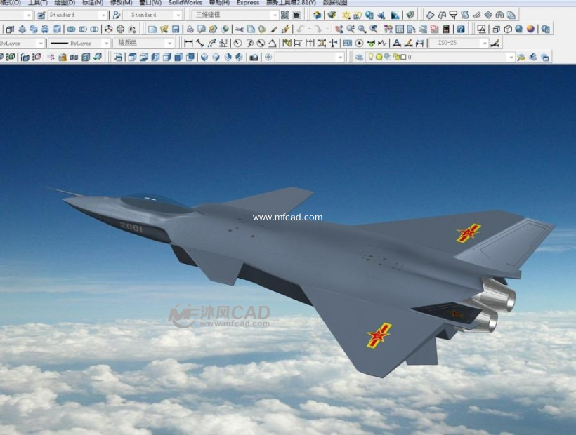 编号2001歼20战机 - autocad交通工具模型 - 沐风图纸