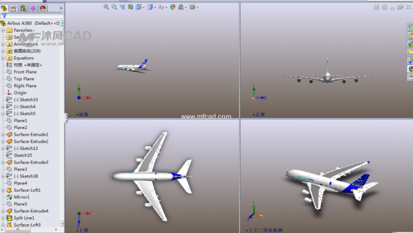 空客a380原型机飞机 - solidworks交通工具模型下载