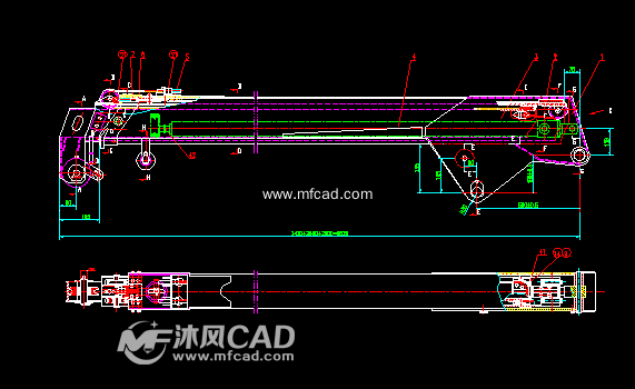 伸缩臂内部结构图 - AutoCAD起重与提升设备图