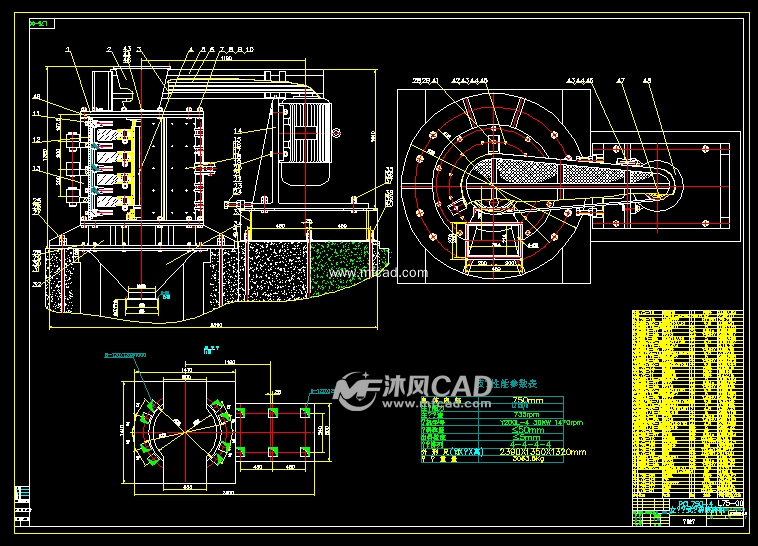 pc750立轴破碎机总图 autocad矿山机械图纸下载 沐风图纸
