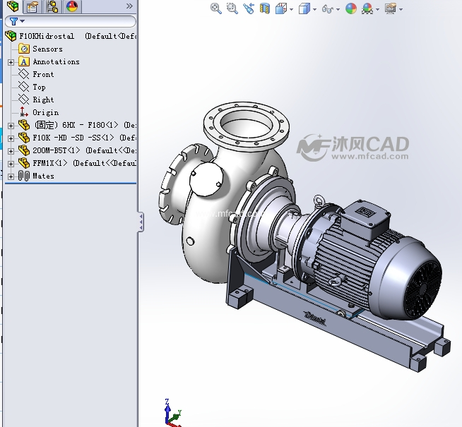 离心式水泵设备结构 - solidworks机械设备模型下载