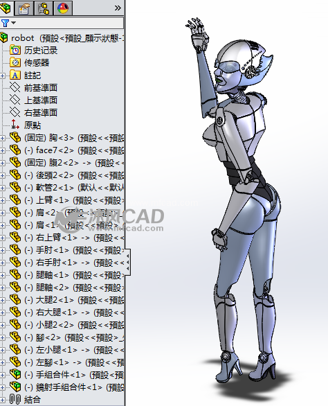 solidworks画美女,solidworks画人 solidworks美女机器人模型