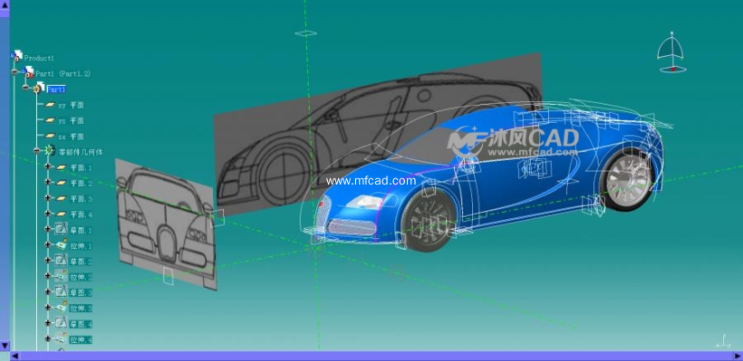 布加迪威龙 catia逆向造型建模 - catia交通工具模型