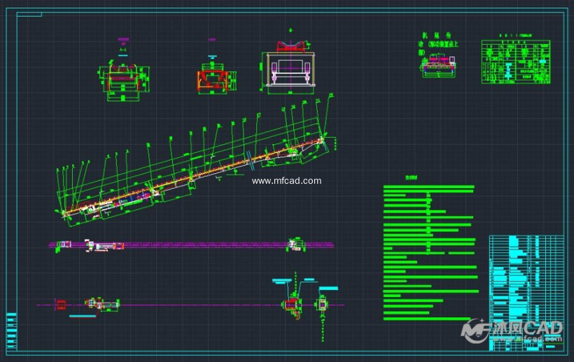 矿用带式输送机 autocad矿山机械图纸下载 沐风图纸