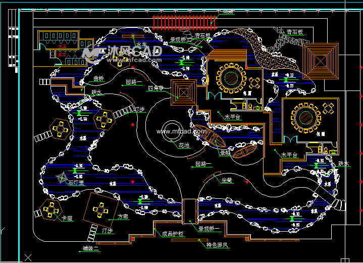 生态餐厅景观施工全套图(含水电) - AutoCAD施