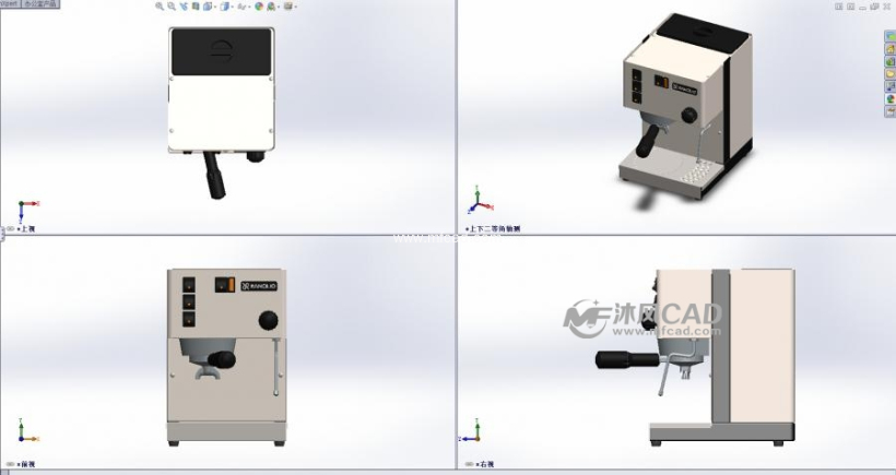 咖啡机模型三视图