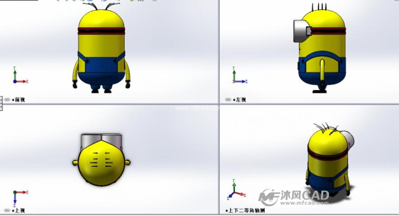 小黄人逼真模型三视图
