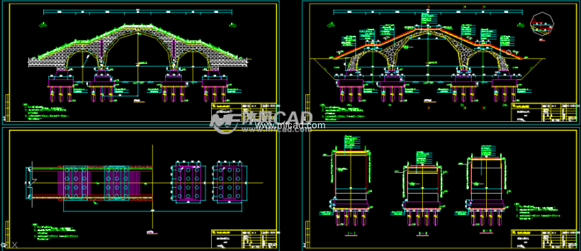 8m16m8m景观拱桥图纸