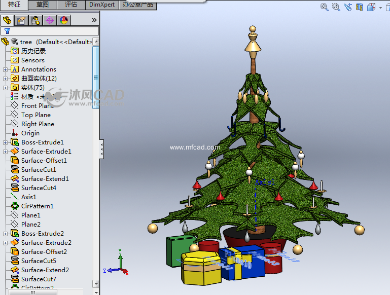 圣诞树模型设计 - solidworks植物花果类模型下载