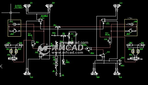 多轴线车刹车气路原理图 autocad液压与气动图纸下载 沐风图纸