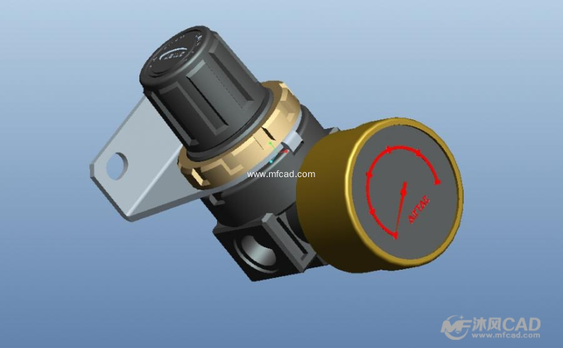 气压表带调压阀 - proe小五金模型文件下载