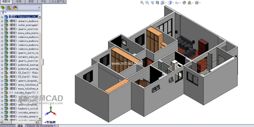 房屋室内设计(结构清晰) - solidworks园林建筑模型