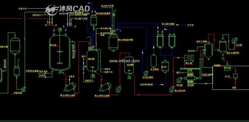 聚氯乙烯工艺流程图 - AutoCAD普通工程机械图