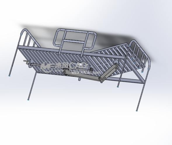 带丝杆结构的可调节病床三维设计图