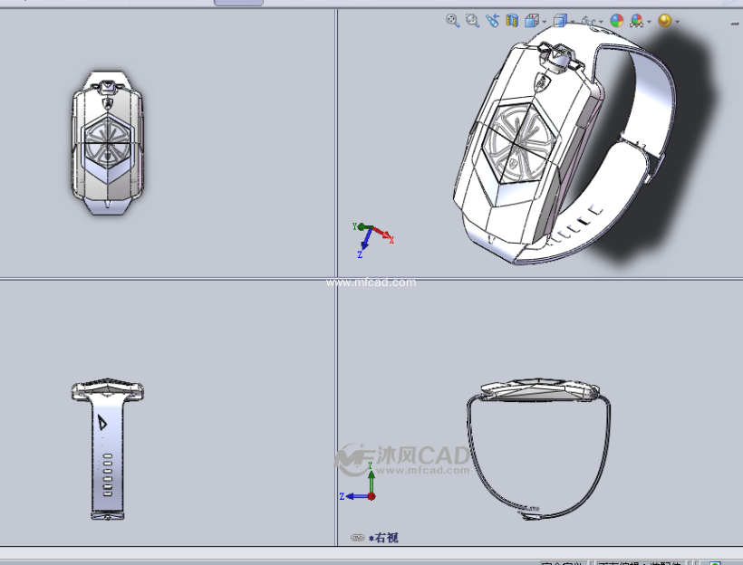 兰博基尼手环设计(工业设计)三视图