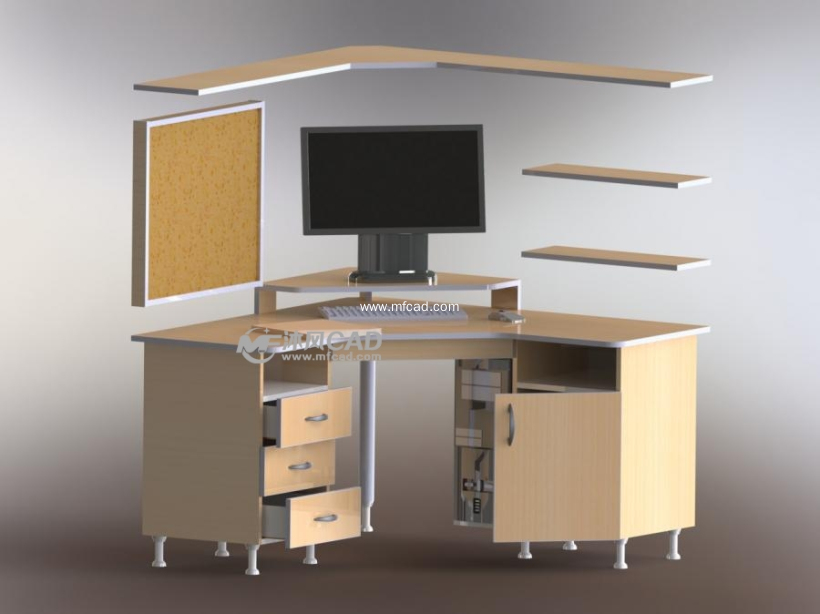 大学宿舍学习环境设计模型 - solidworks生活用