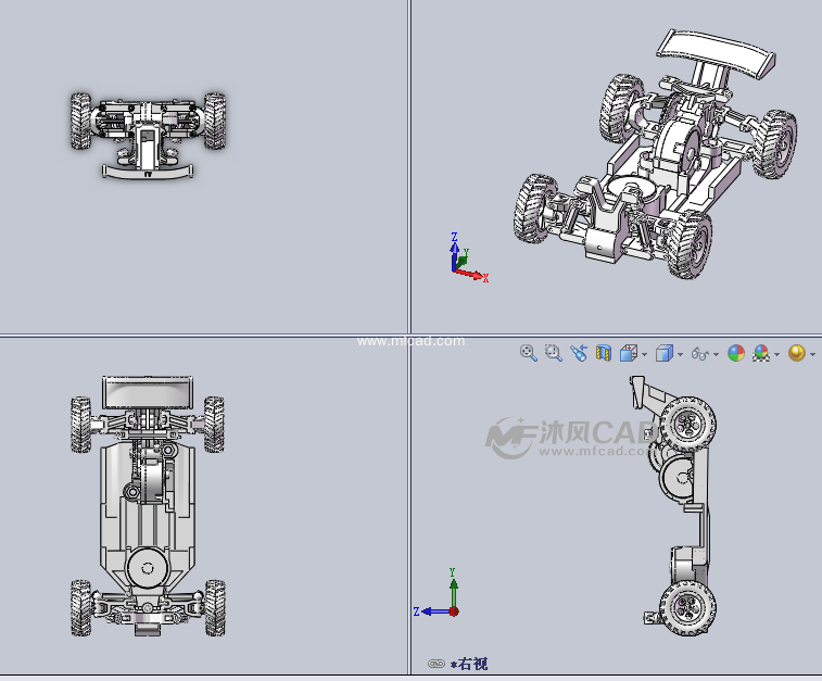 四驱车结构详解模型三视图