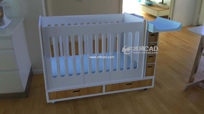 婴儿床设计模型 - solidworks生活用品类模型下