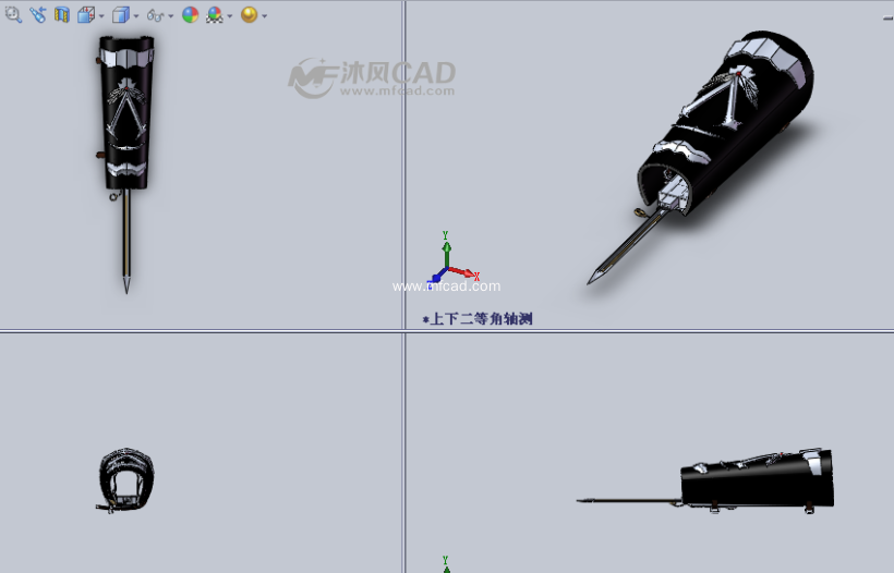 "刺客信条"隐剑鬼爪武器设计模型三视图