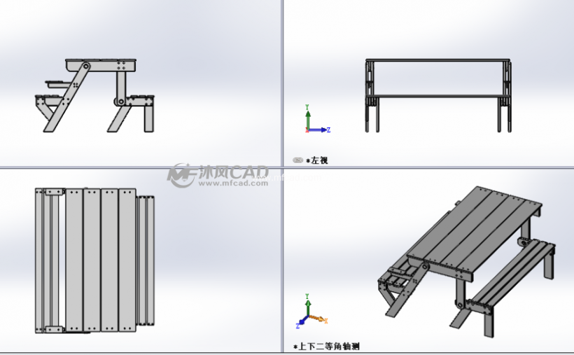 公园的座椅模型三视图