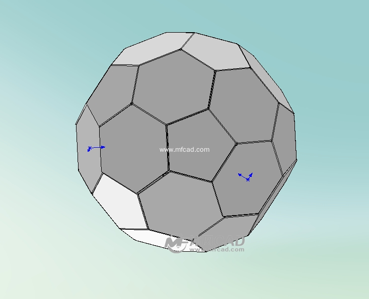 可以钣金加工的足球模型五边形和六边形组成的封闭体含展开