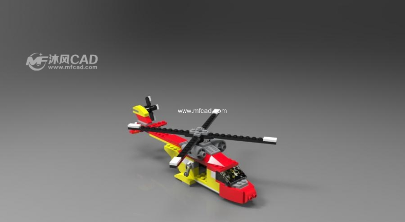 乐高工艺拼图之直升机模型 - solidworks玩具公