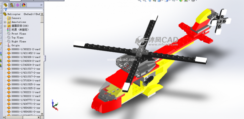 乐高工艺拼图之直升机模型 - solidworks玩具公