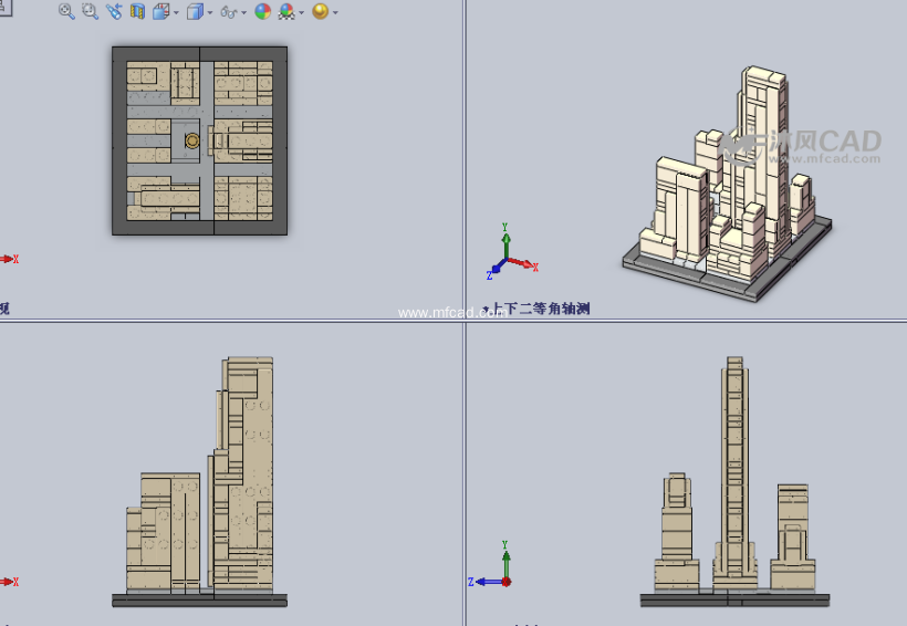 乐高工艺拼图之洛克菲勒中心建筑设计模型三视图