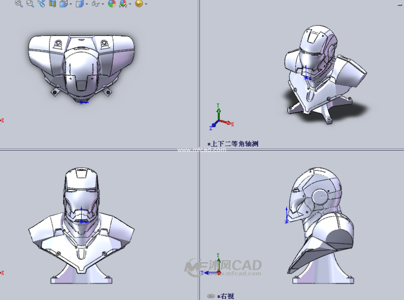 钢铁侠面罩设计模型三视图