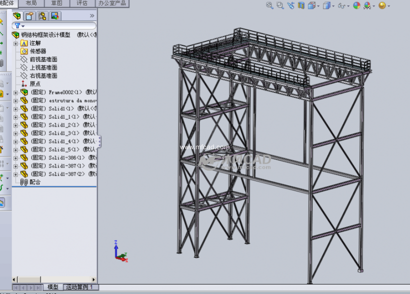 钢结构框架设计模型 - solidworks机械设备模型