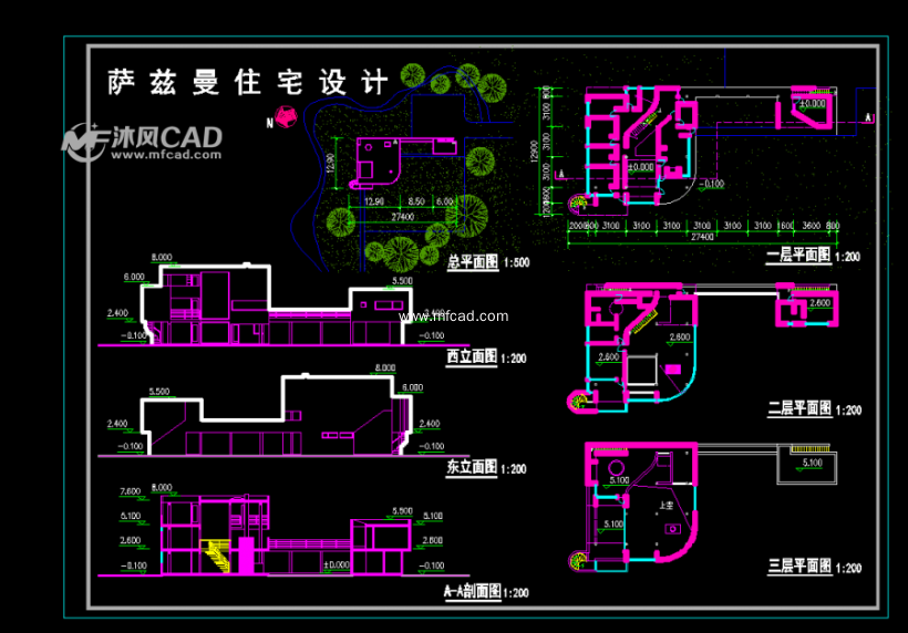 萨兹曼住宅尺寸图,萨兹曼住宅图纸,萨兹曼住宅能分析图_大山谷图库
