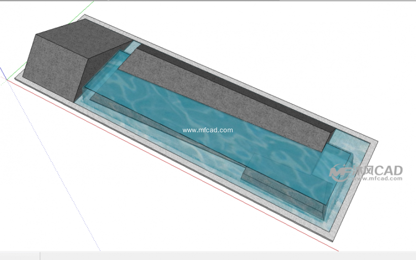 瀑布水景模型 - sketchup景观模型