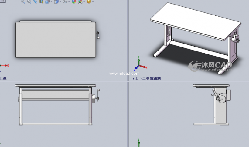 可调工作台桌设计模型三视图