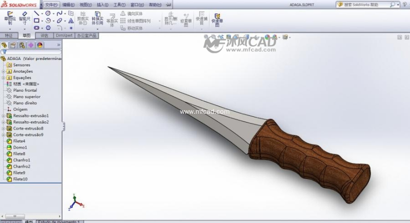 匕首军刀武士刀模型 - solidworks中性文件类模型下载