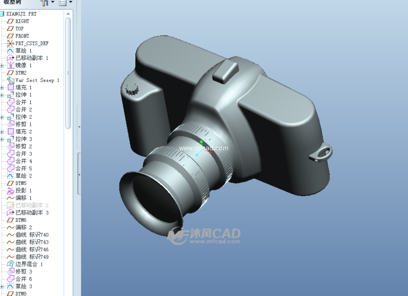 proe单反相机模型(原创)主视图