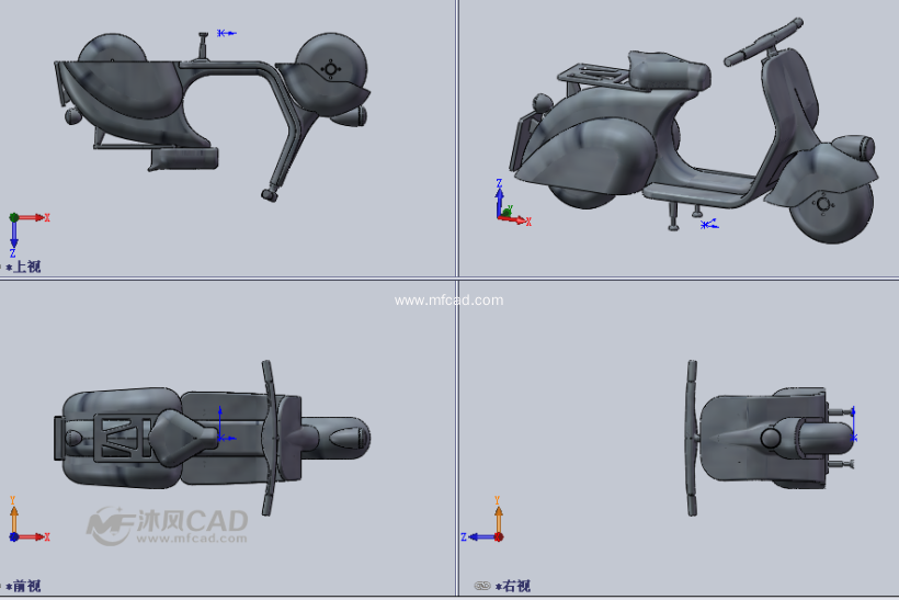 木质电动车摆件设计模型 - solidworks生活用品类模型
