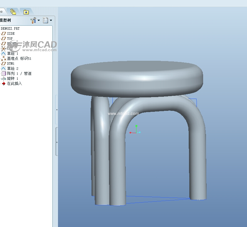 一款小凳子proe模型 - ProE生活用品类模型下