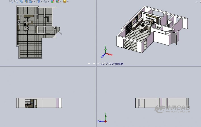 客厅布局设计模型三视图