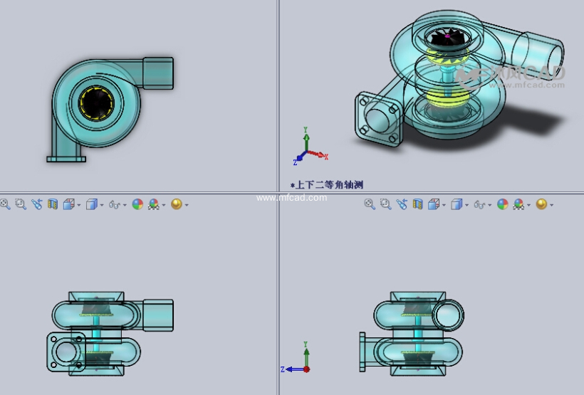 涡轮增压器设计模型三视图